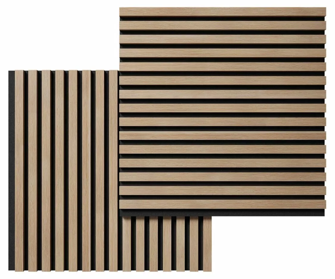 МДФ стеновая панель акустическая Cosca Decor Сканди Ясень Тирамису черный войлок 600×600×19